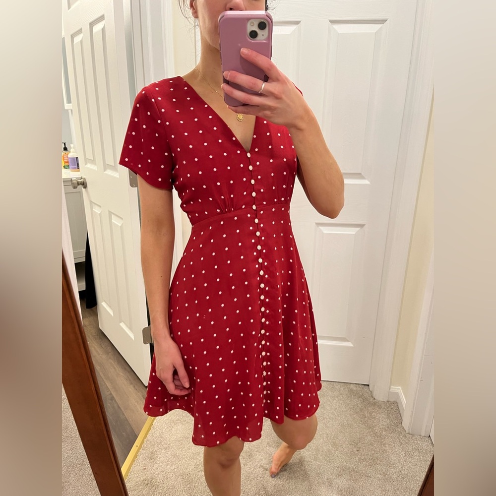 Madewell Red and White Polka Dot Dress